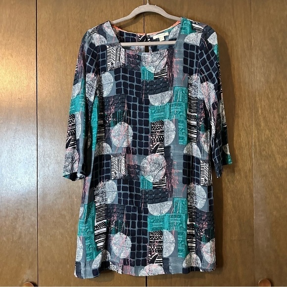 White Stuff Abstract Print Navy Maximalist Tunic Top Dress Size 8 - Picture 2 of 12